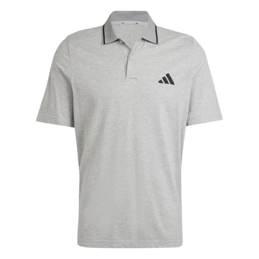Adidas Mens Essentials 3 Stripes Cotton Polo Shirt / Gray